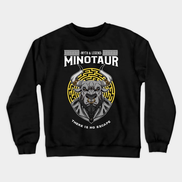 Myths and Legends: The Minotaur of the labyrinth-Greek mythology design Crewneck Sweatshirt by JustJoshDesigns